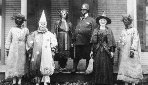 Old picture of people celebrating Halloween