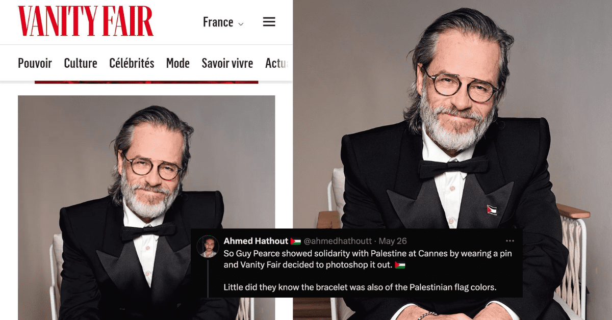 Vanity Fair Faces Backlash for Editing Out Guy Pearce's Palestine Pin